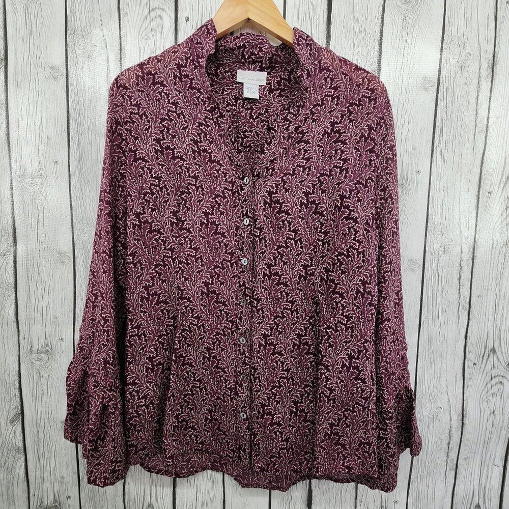 Soft Surroundings Silk Button Down Blouse